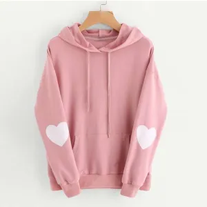 Pink Heart Hoodie Women