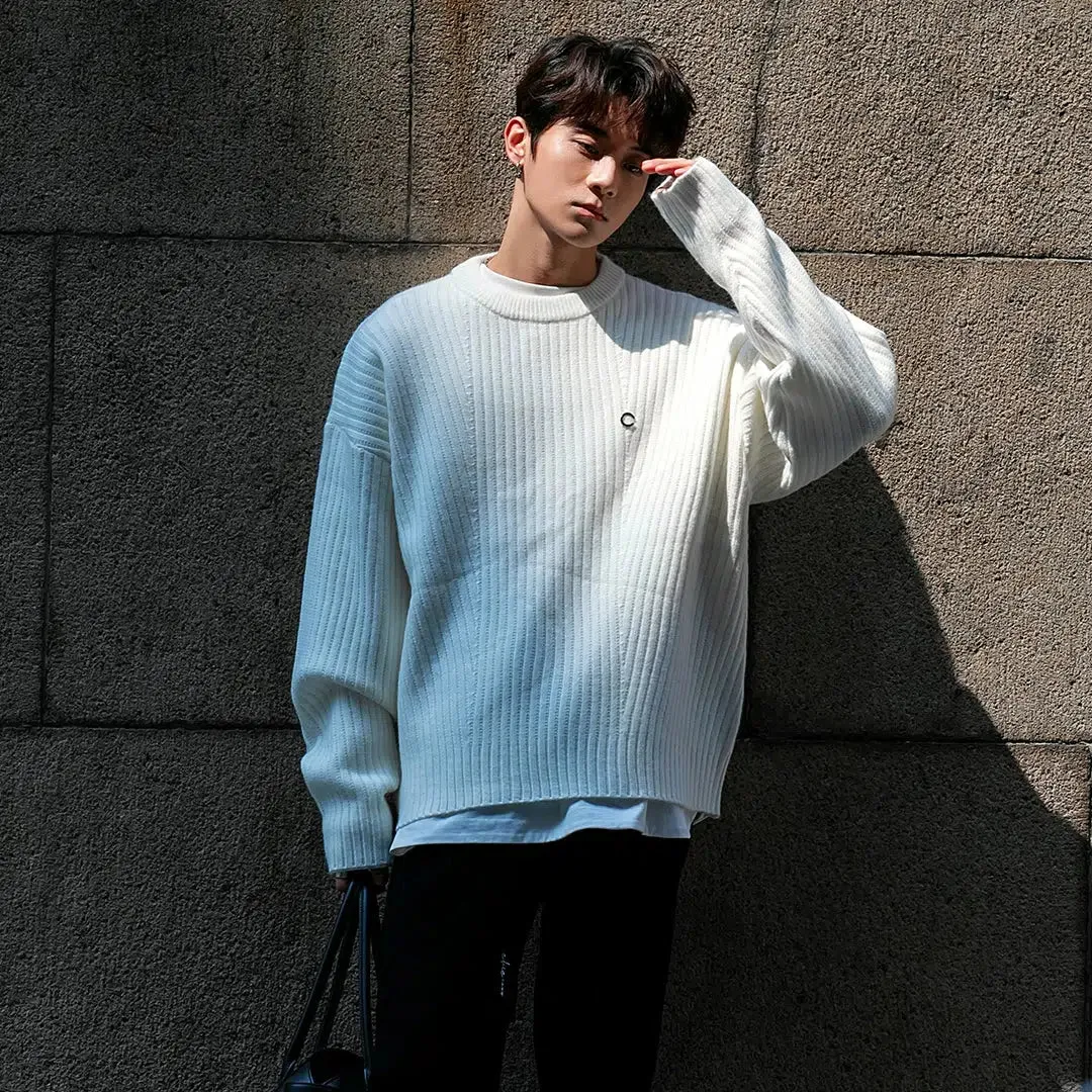 Pleated Striped Sweater