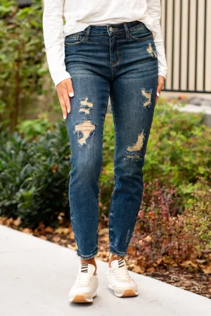 Plus Size Evansville Mid Rise Distressed Relaxed Fit
