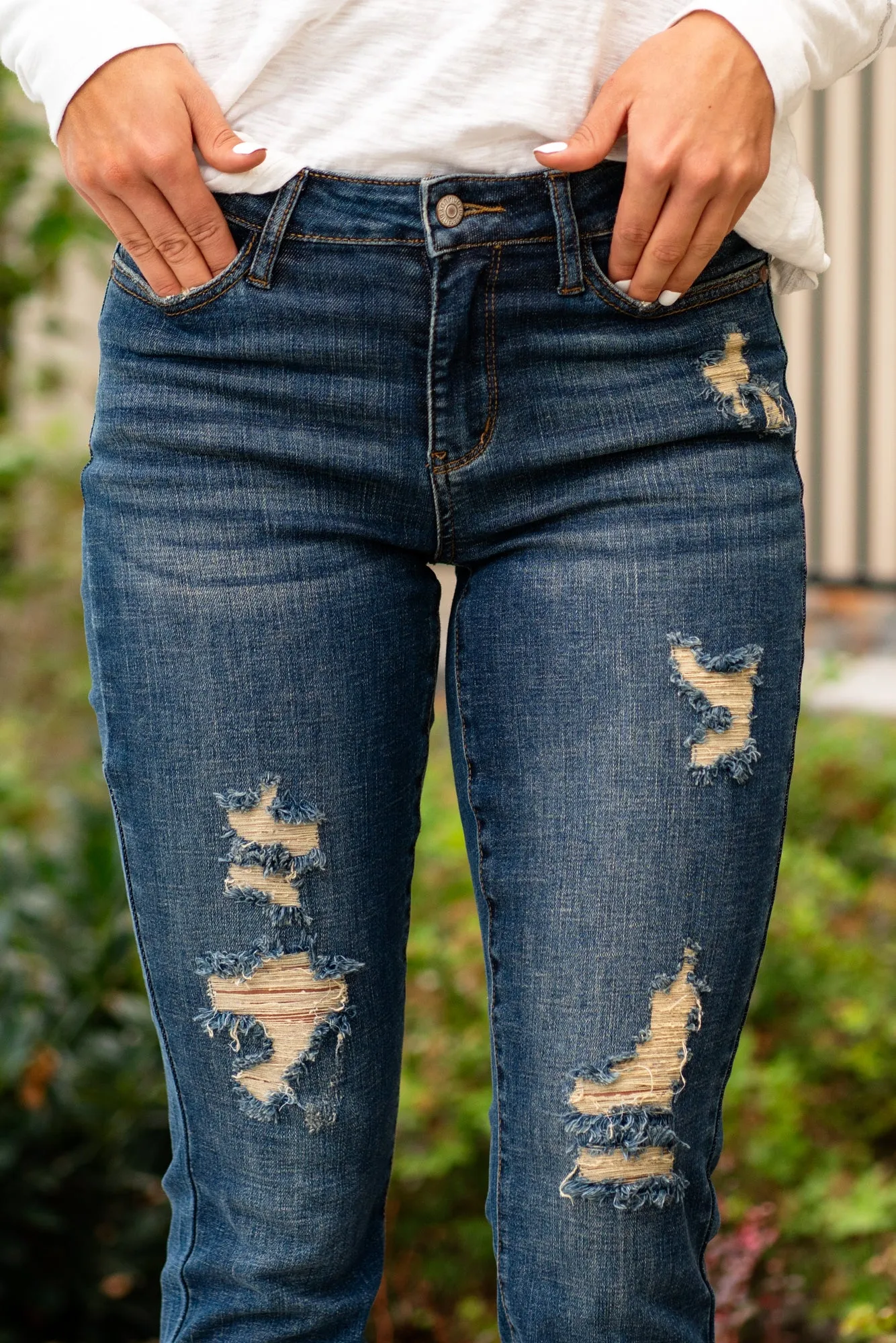 Plus Size Evansville Mid Rise Distressed Relaxed Fit