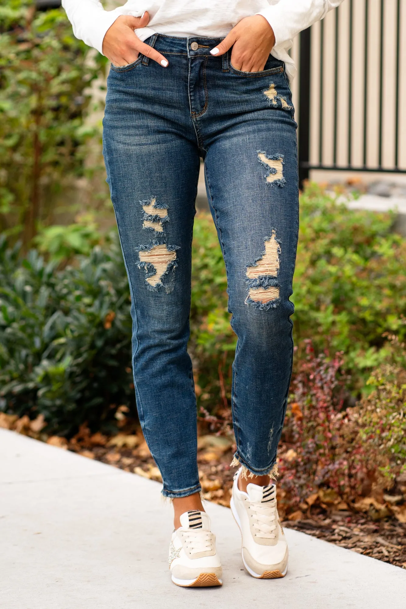 Plus Size Evansville Mid Rise Distressed Relaxed Fit