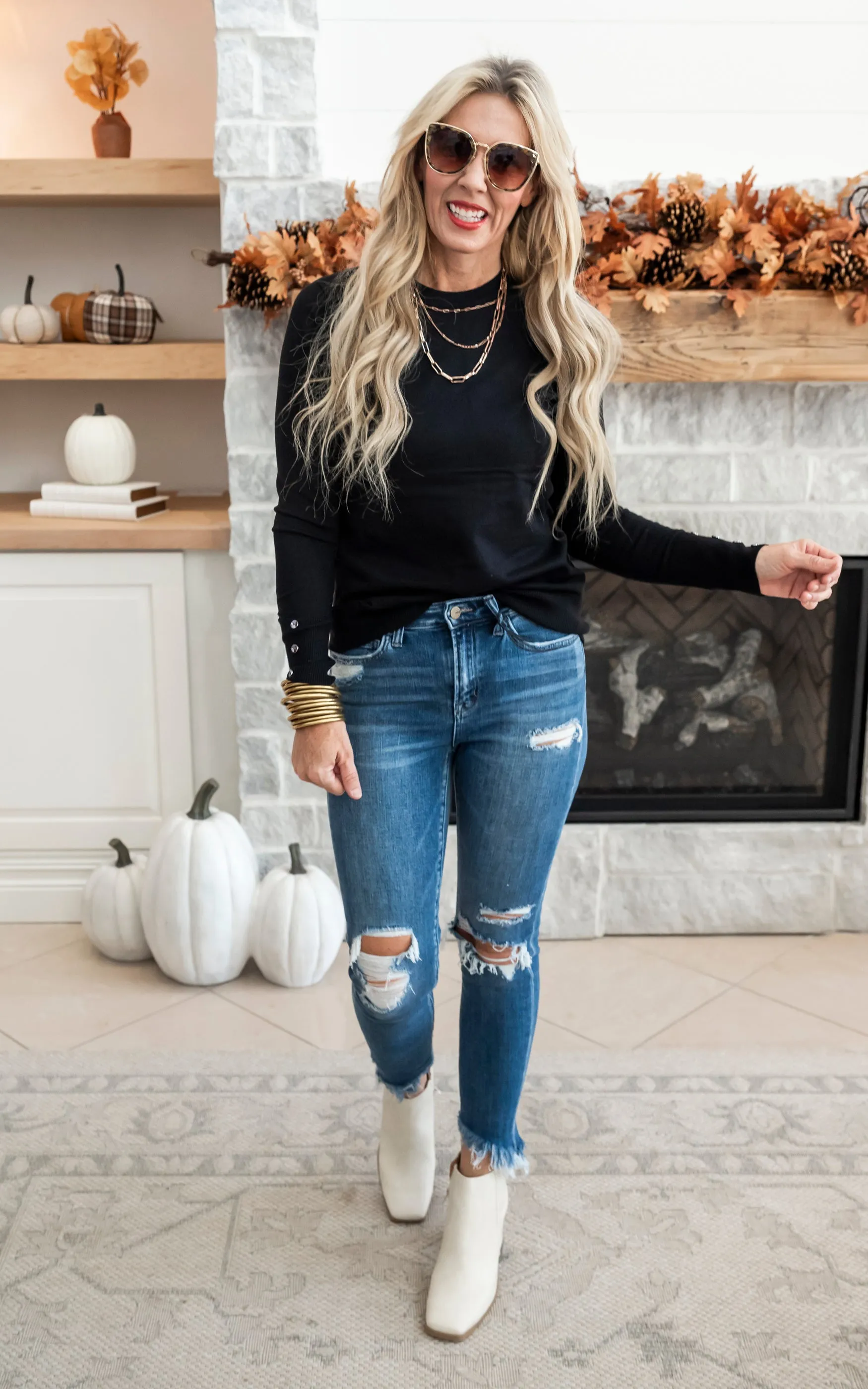Pullover Sweater with Button Sleeve