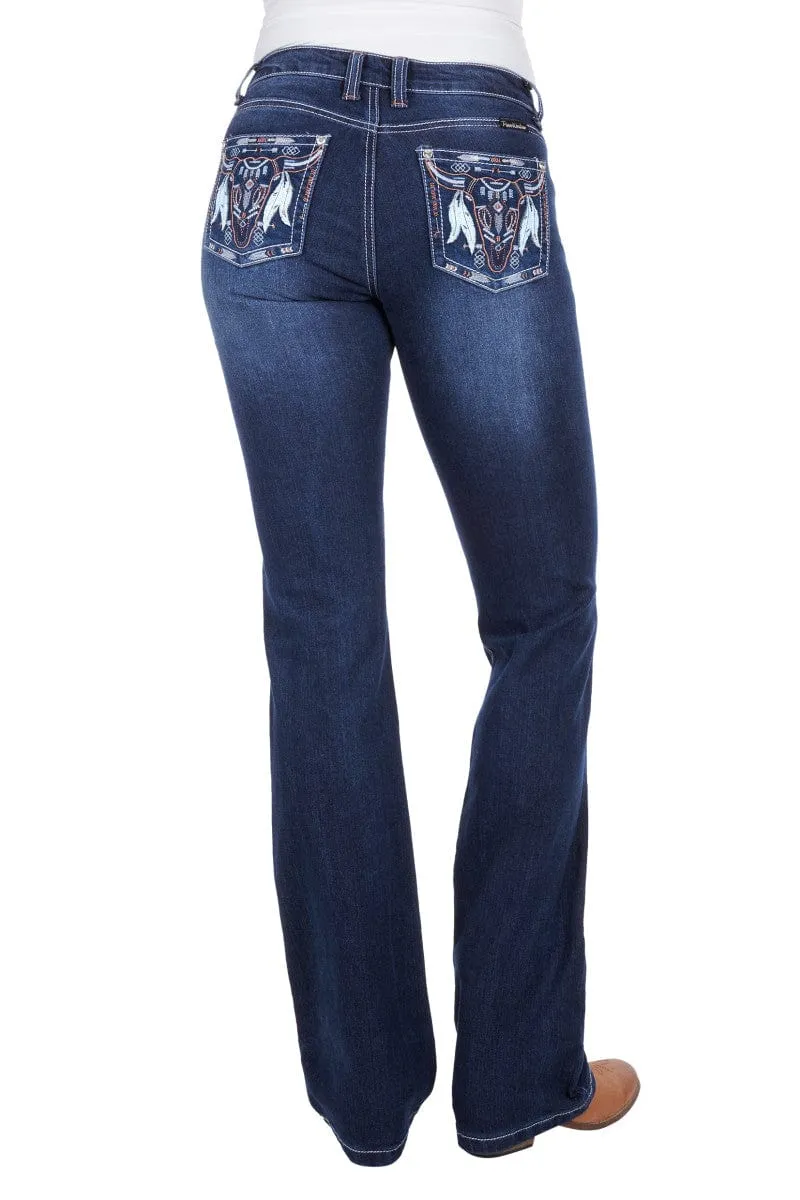 Pure Western Jeans Womens Bettina Relaxed Rider Old Indigo (PCP2210654)