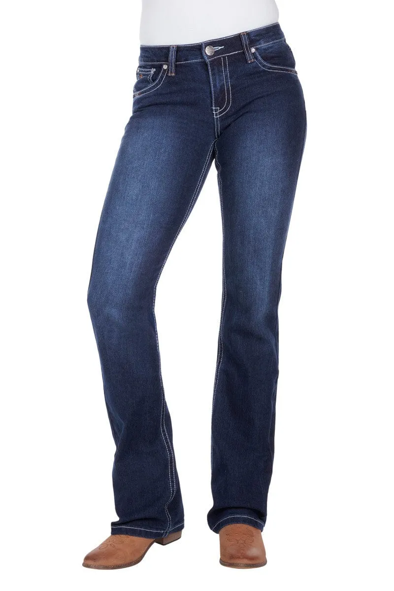 Pure Western Jeans Womens Bettina Relaxed Rider Old Indigo (PCP2210654)