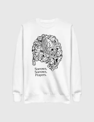 Queen Charlotte 'Sorrows Sorrows Prayers' Unisex Premium Sweatshirt [White]