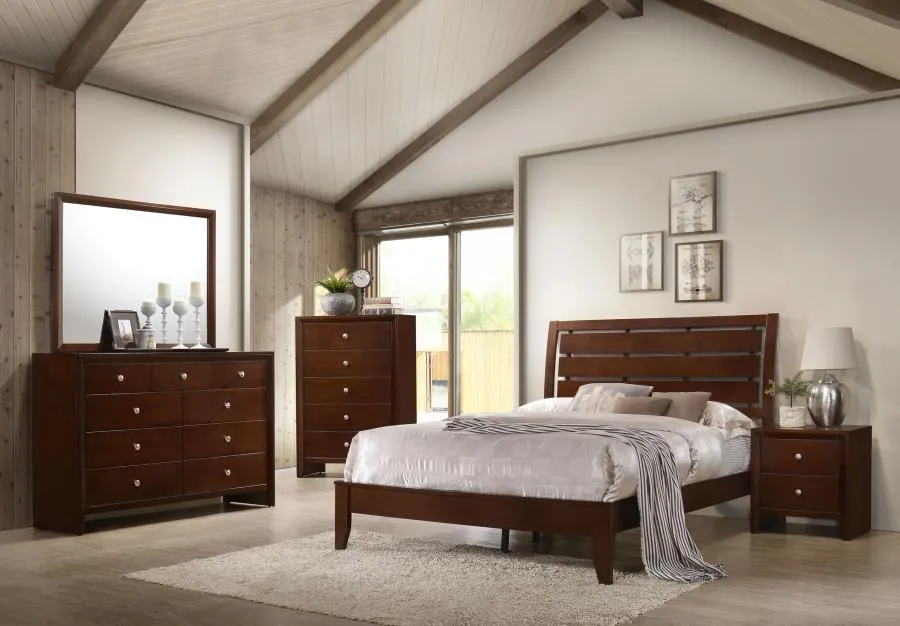 Queen Panel Bed in Rich Merlot