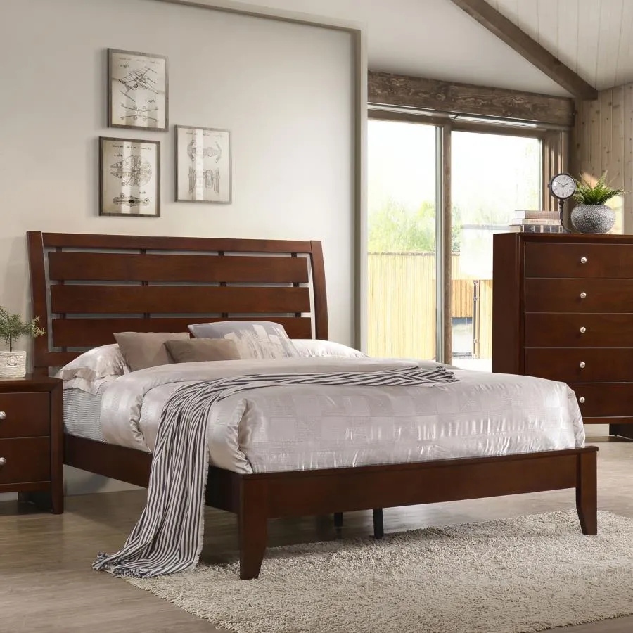 Queen Panel Bed in Rich Merlot