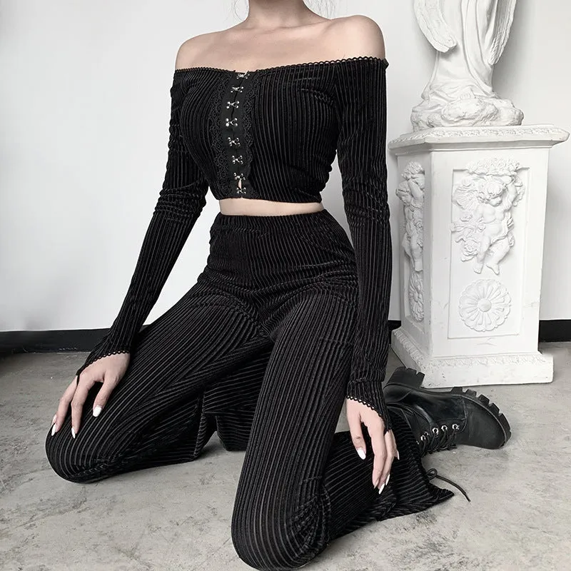 "DARK VINTAGE SUEDE FLARED" PANTS N102903