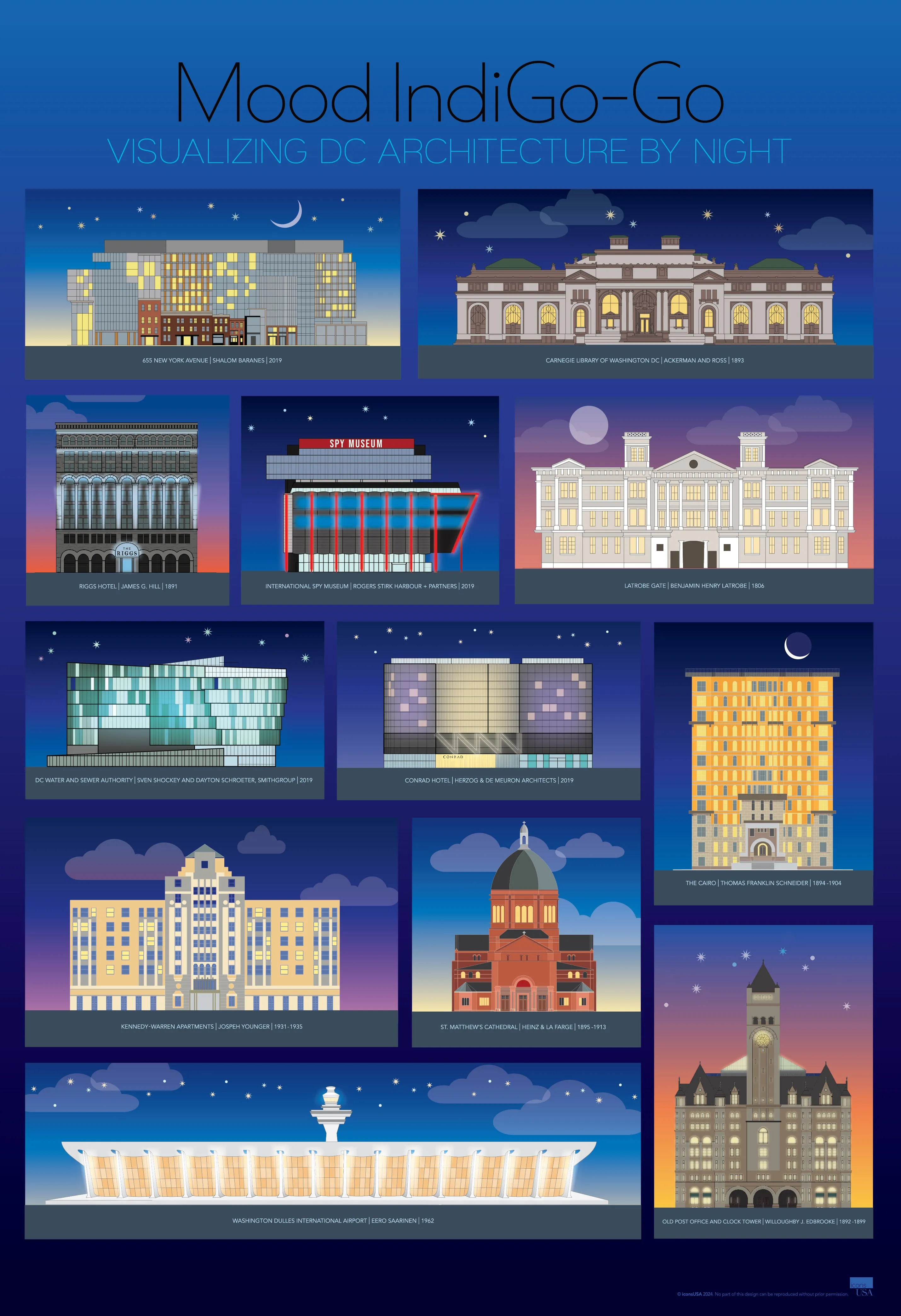 "Mood IndiGo-Go" Minimalist Architecture Poster - Signed Limited Edition