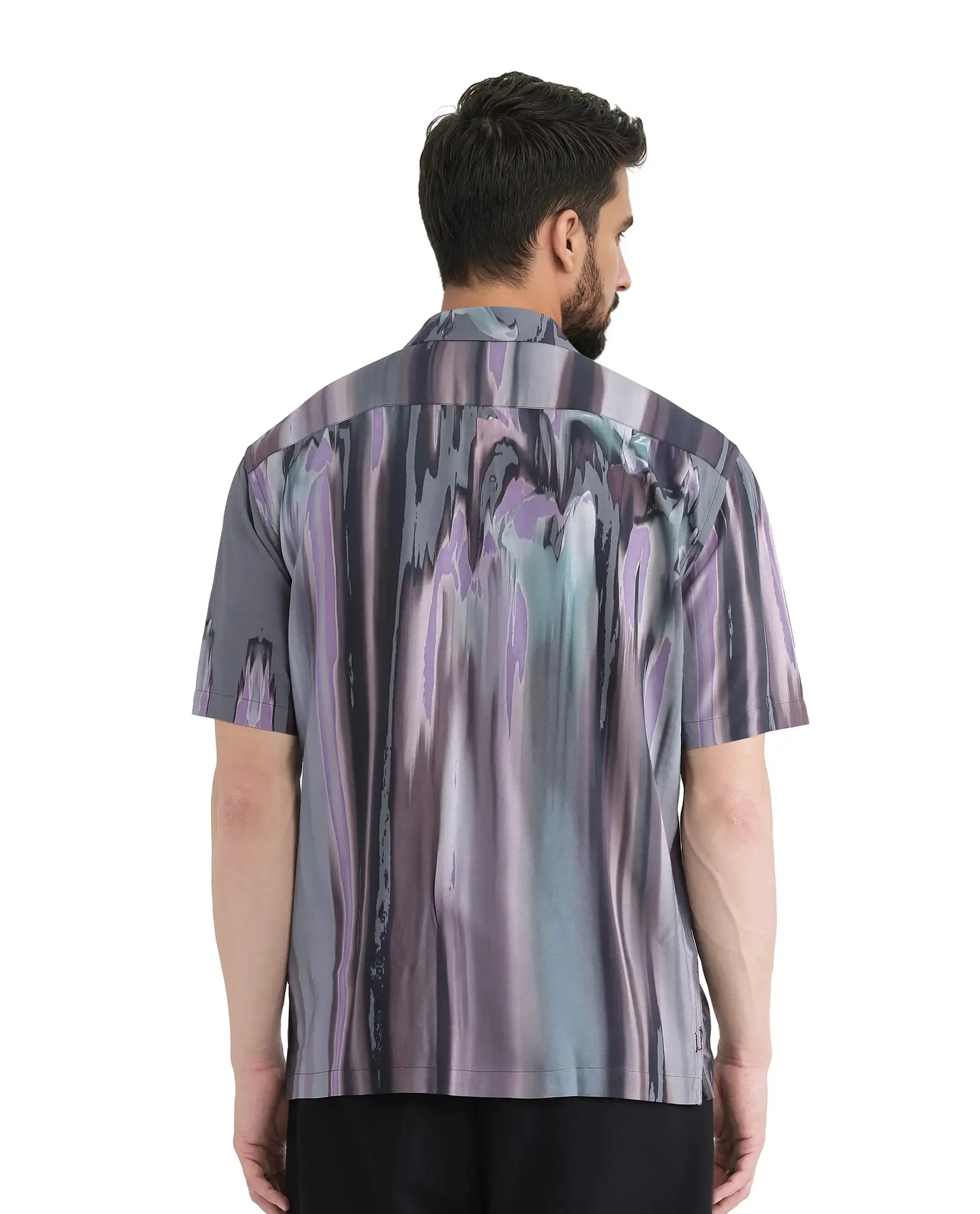 Rare Rabbit Men Loid Black Viscose Fabric Printed Shirt