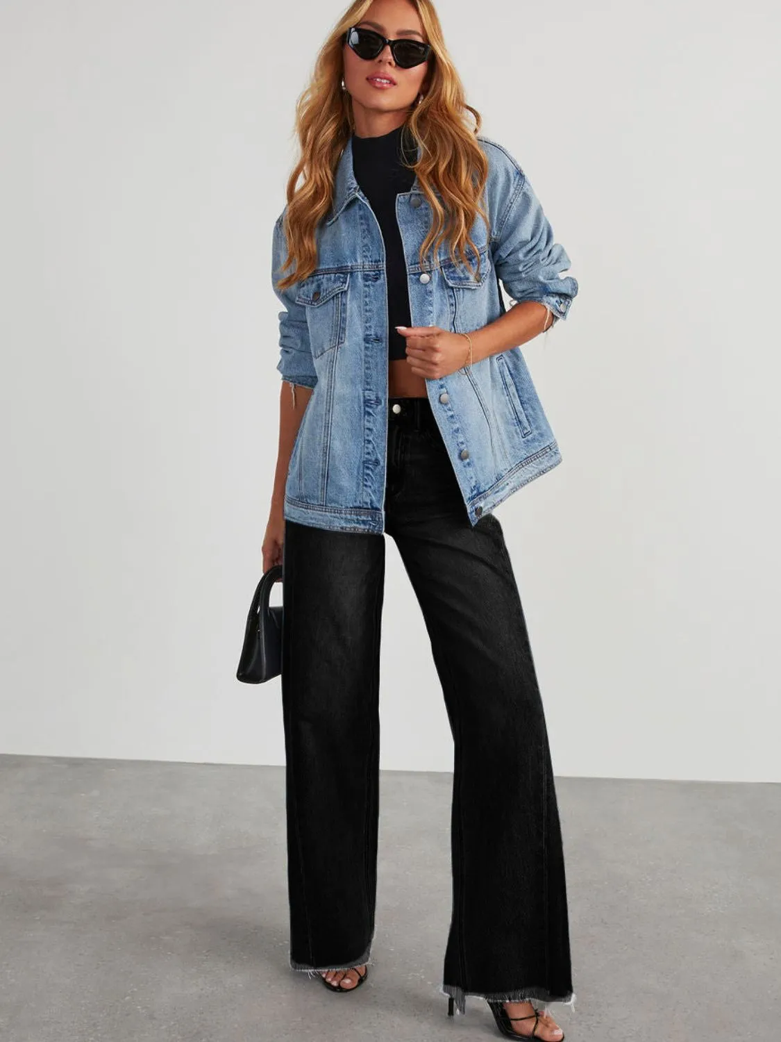 Raw Hem Wide Leg Jeans with Pockets ( 3 Colors)