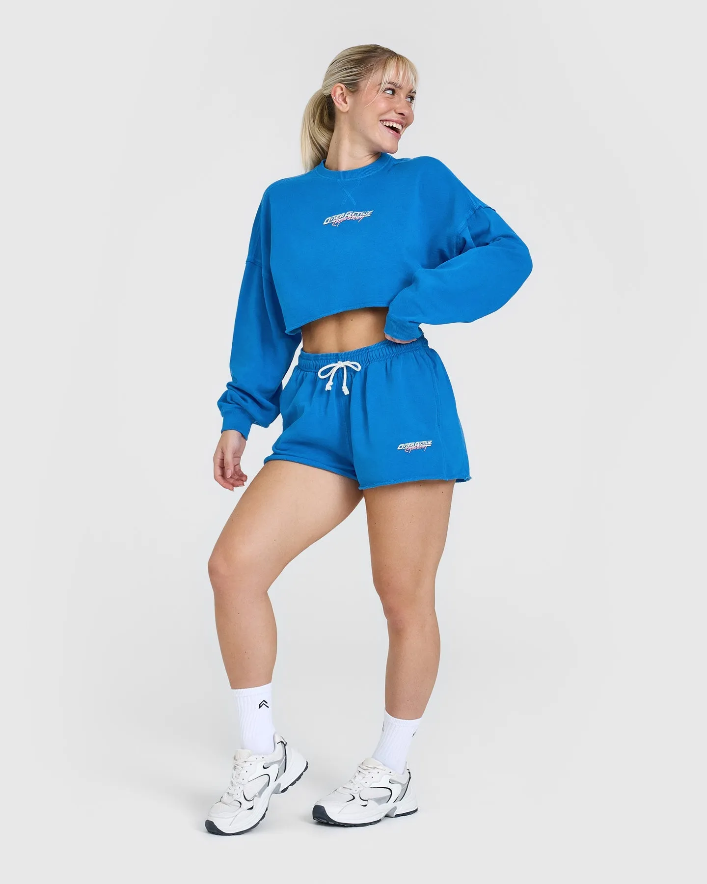 Raw Lounge Oversized Shorts with Graphic | Retro Blue