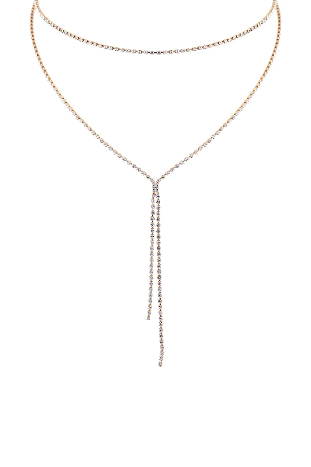 RHINESTONE LARIAT Y LAYERED NECKLACE