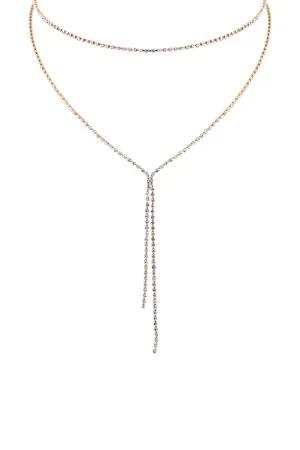RHINESTONE LARIAT Y LAYERED NECKLACE
