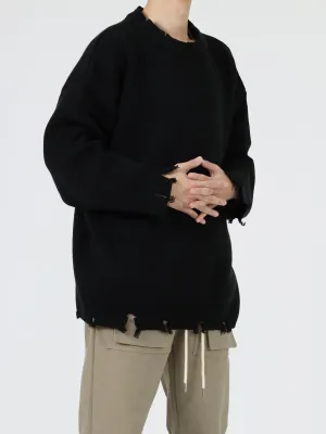 Ripped Round Neck Sweater