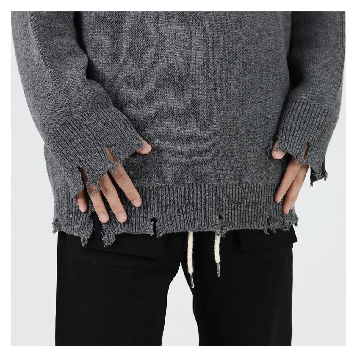 Ripped Round Neck Sweater