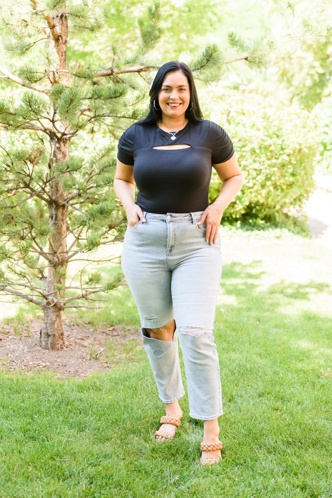 RISEN JEANS Good Karma Light Wash Distressed Jeans