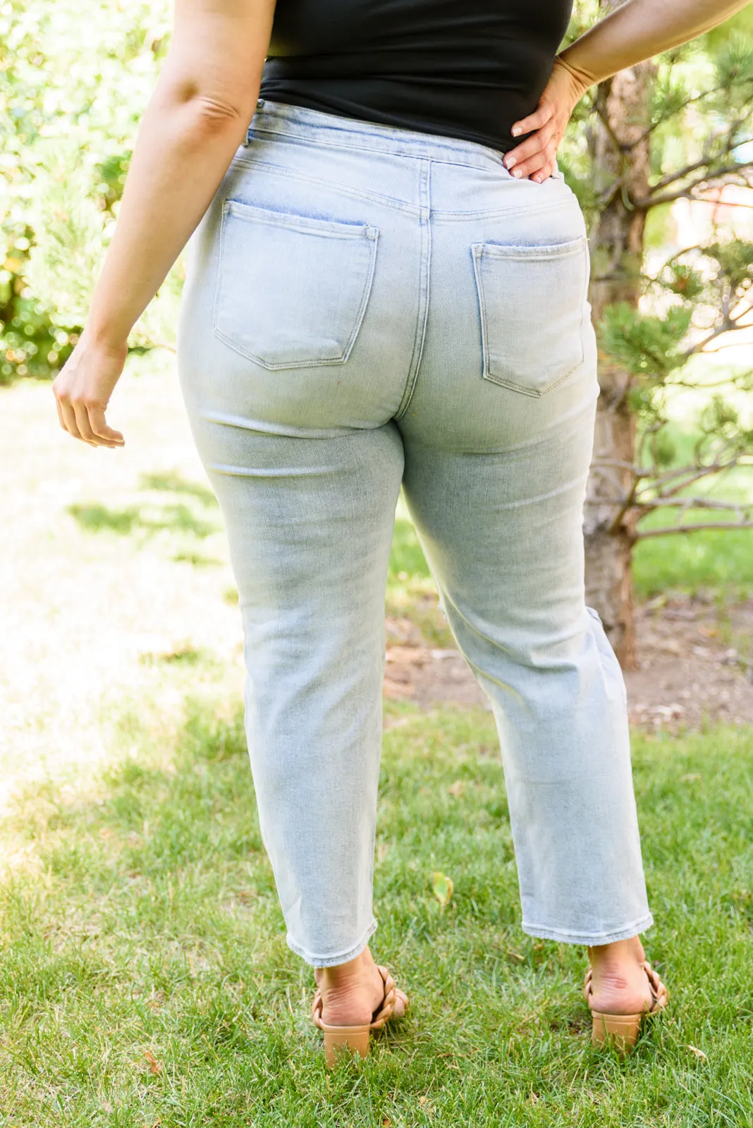 RISEN JEANS Good Karma Light Wash Distressed Jeans