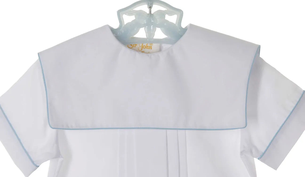 Rosalina / Sir John Blue and White Button on Shorts Set with Portrait Collar Vintage Style 3M