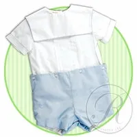 Rosalina / Sir John Blue and White Button on Shorts Set with Portrait Collar Vintage Style 3M