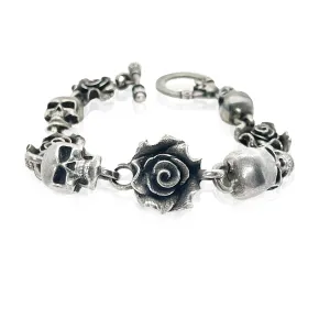 Rose and Skull Link Bracelet