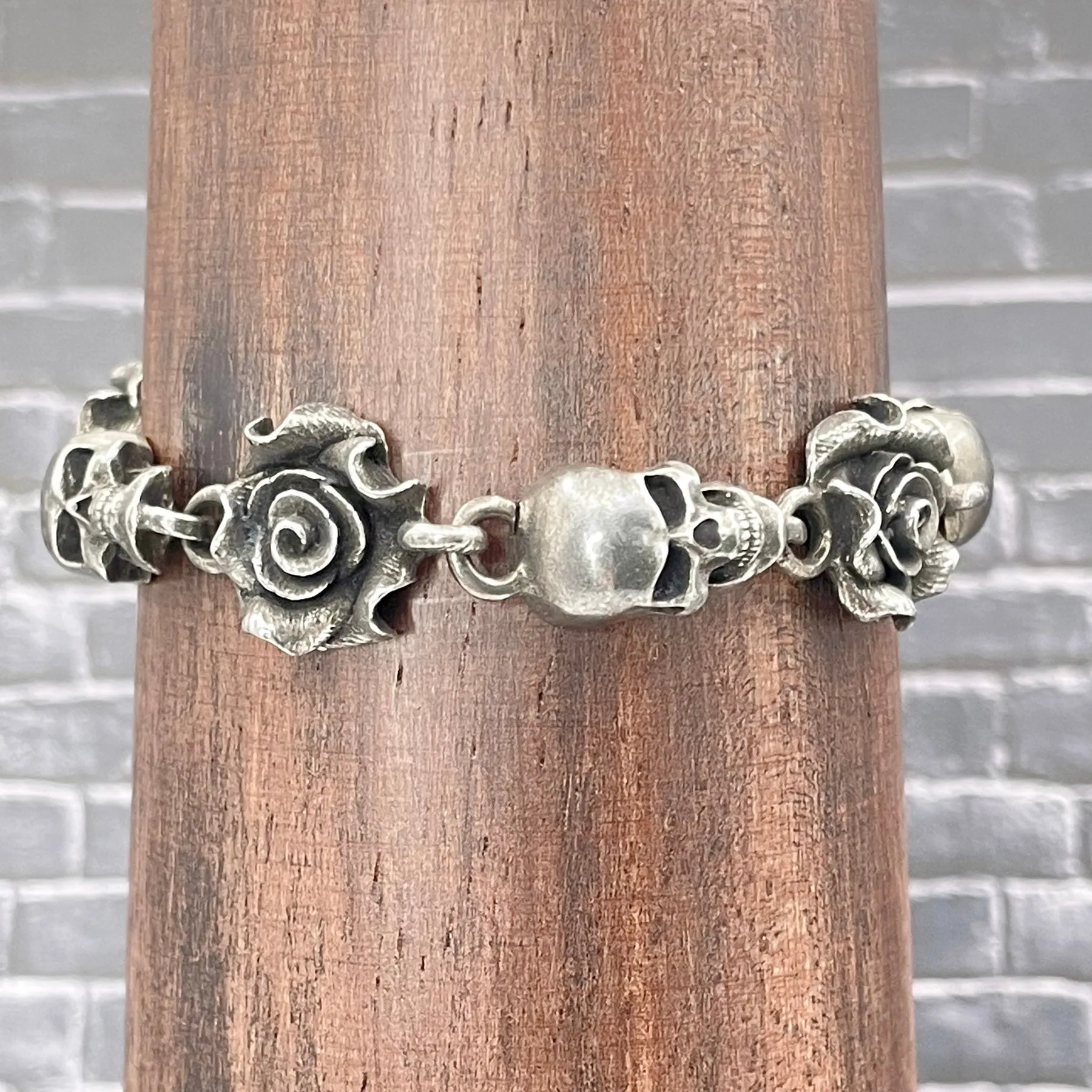 Rose and Skull Link Bracelet