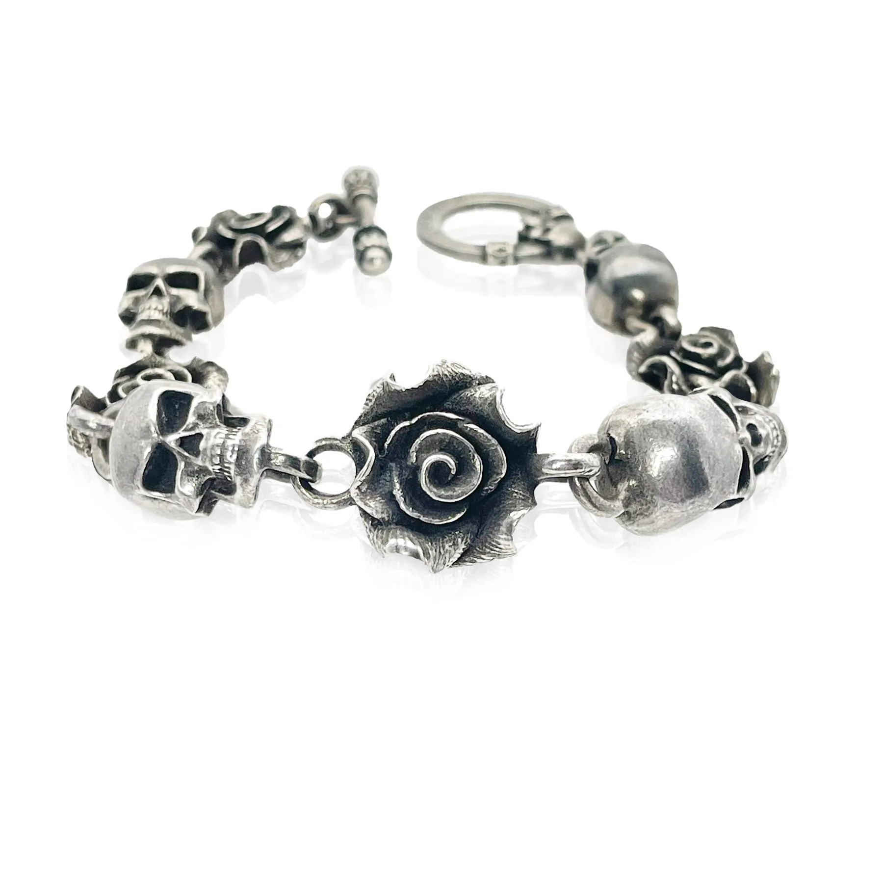 Rose and Skull Link Bracelet
