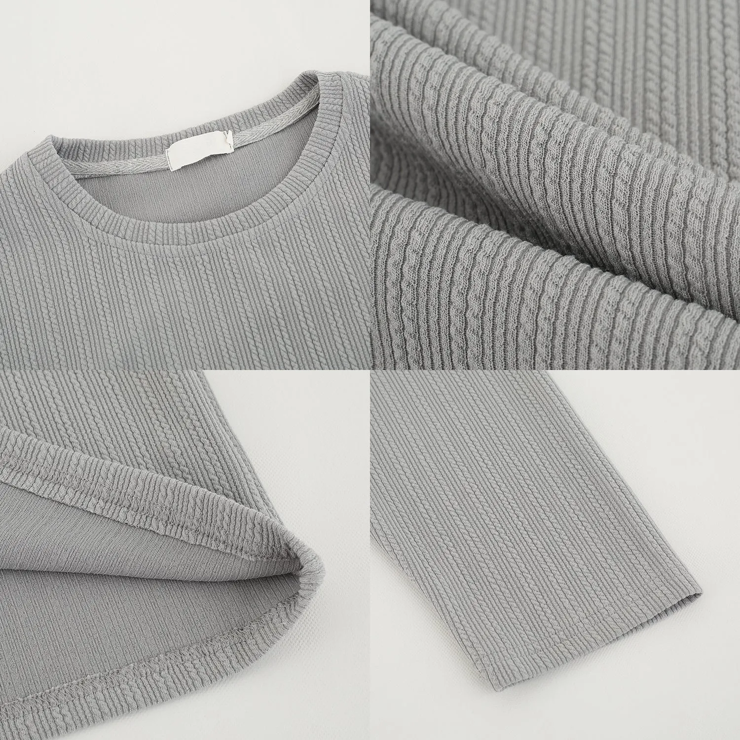 Round Neck Pleated Long Sleeve Shirt