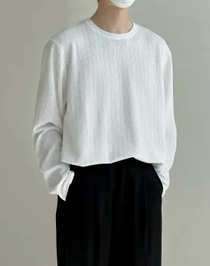 Round Neck Pleated Long Sleeve Shirt