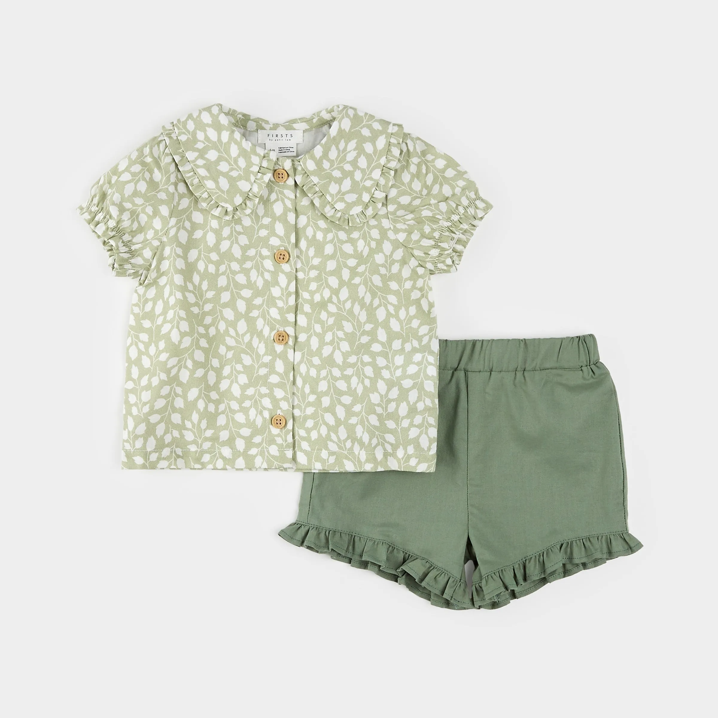 Sage Foliage Poplin Shirt Set