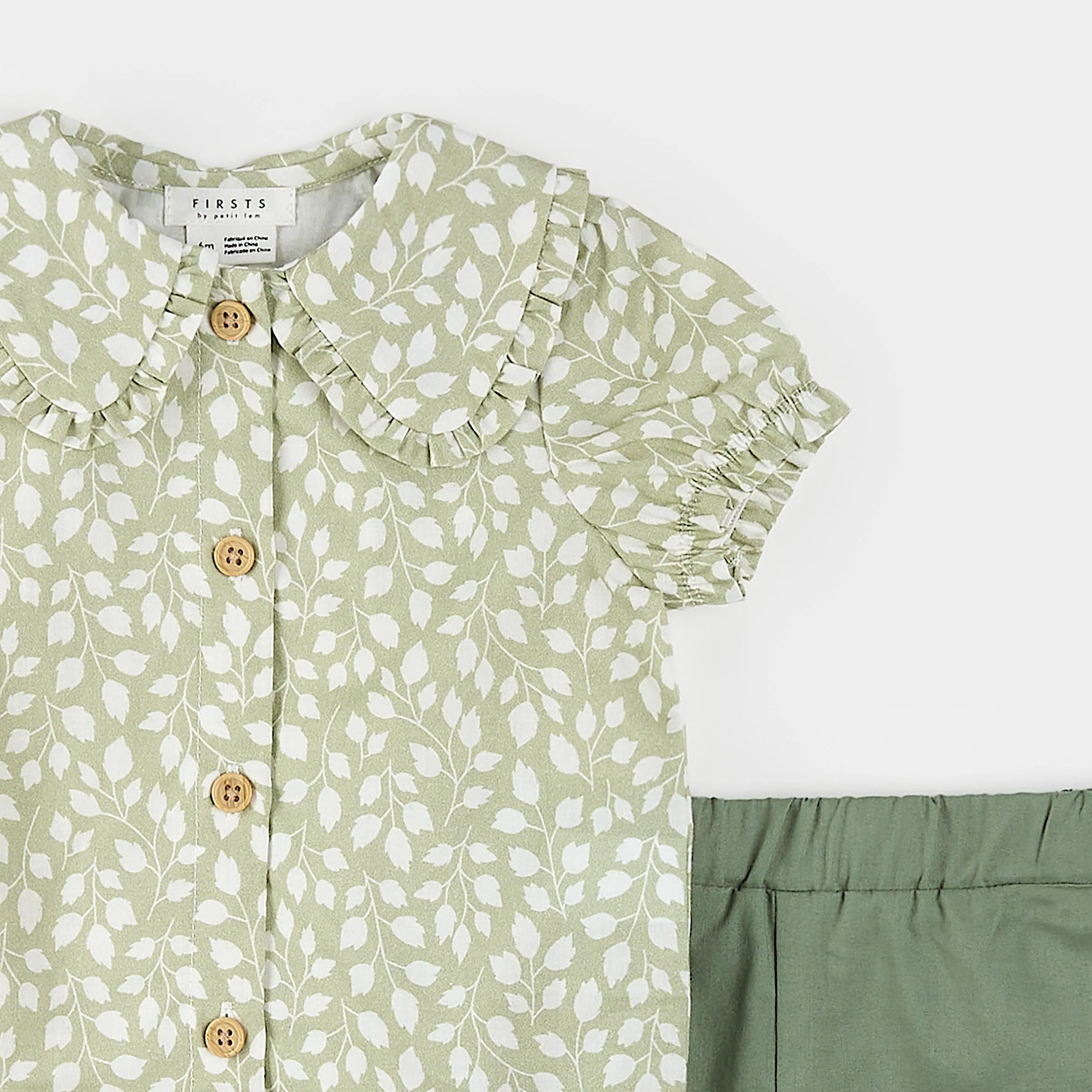 Sage Foliage Poplin Shirt Set