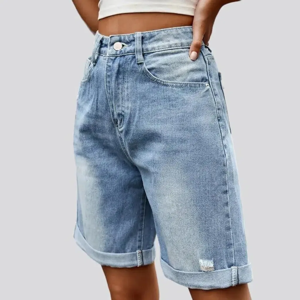 Sanded women's denim shorts