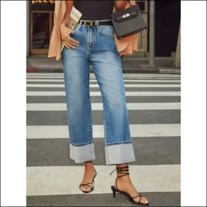Sassy High Waisted Straight Leg Jeans: Jeans that Dare to Care! 😂👖✨