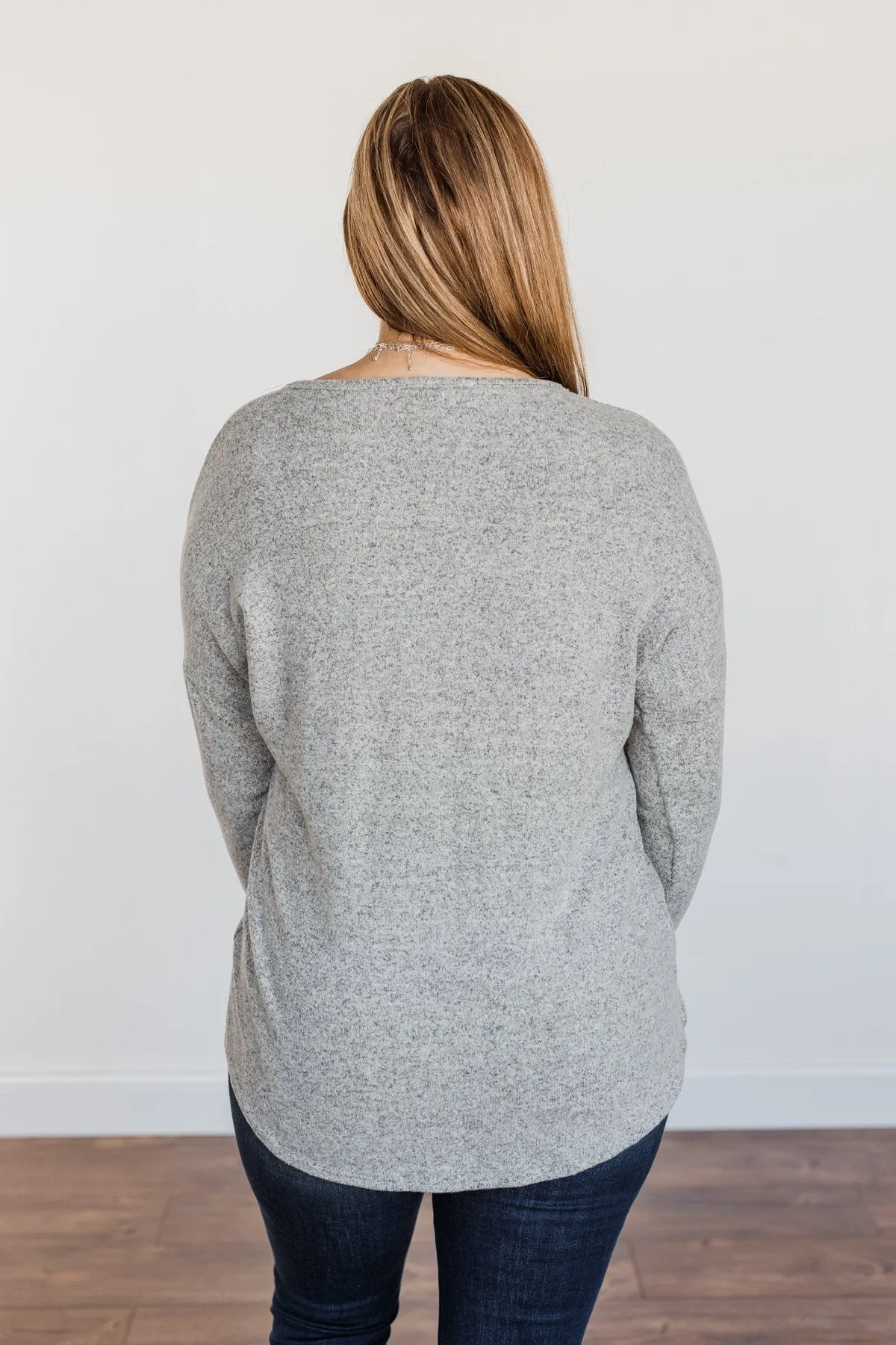 See The Beauty Front Knot Sweater- Grey