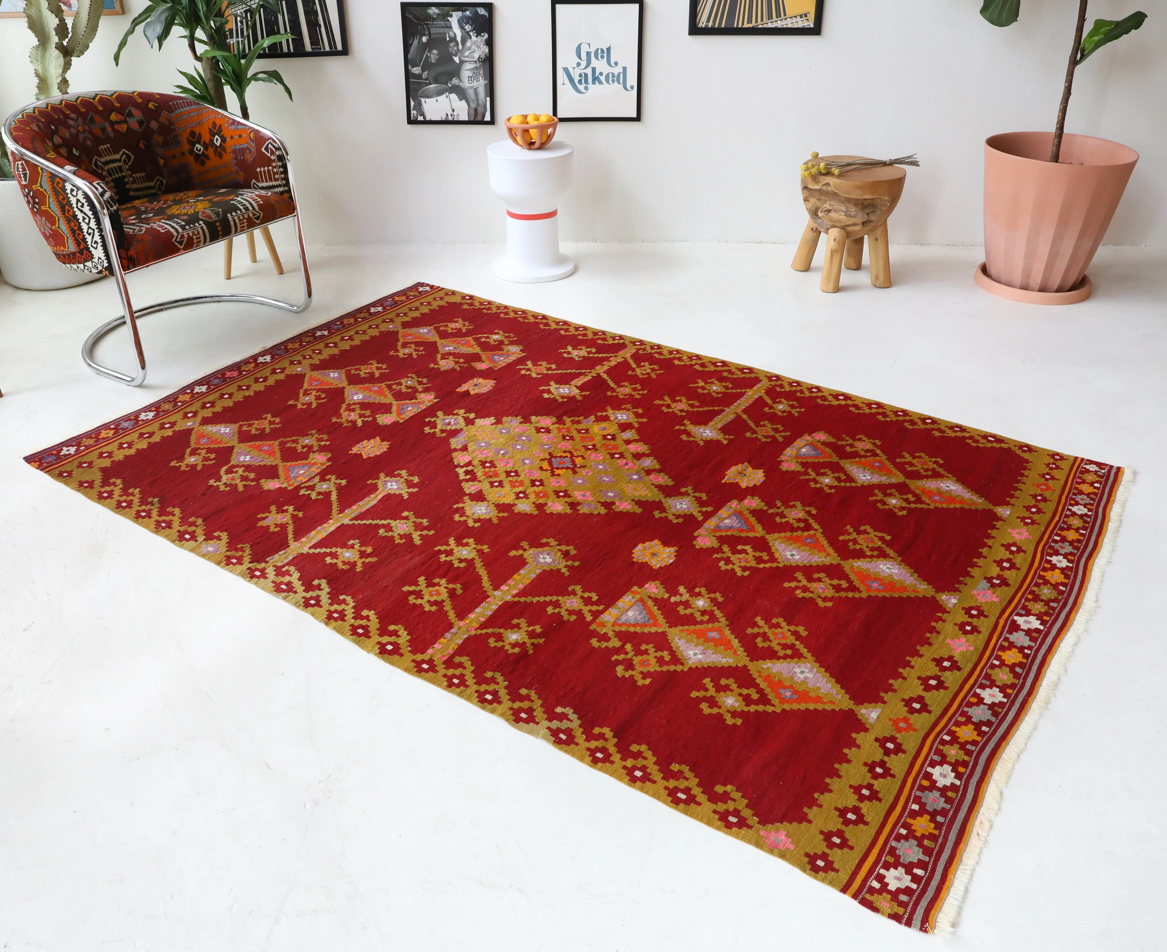 Semi-Antique Denizli Can Kilim Rug 5'2"x7'10"