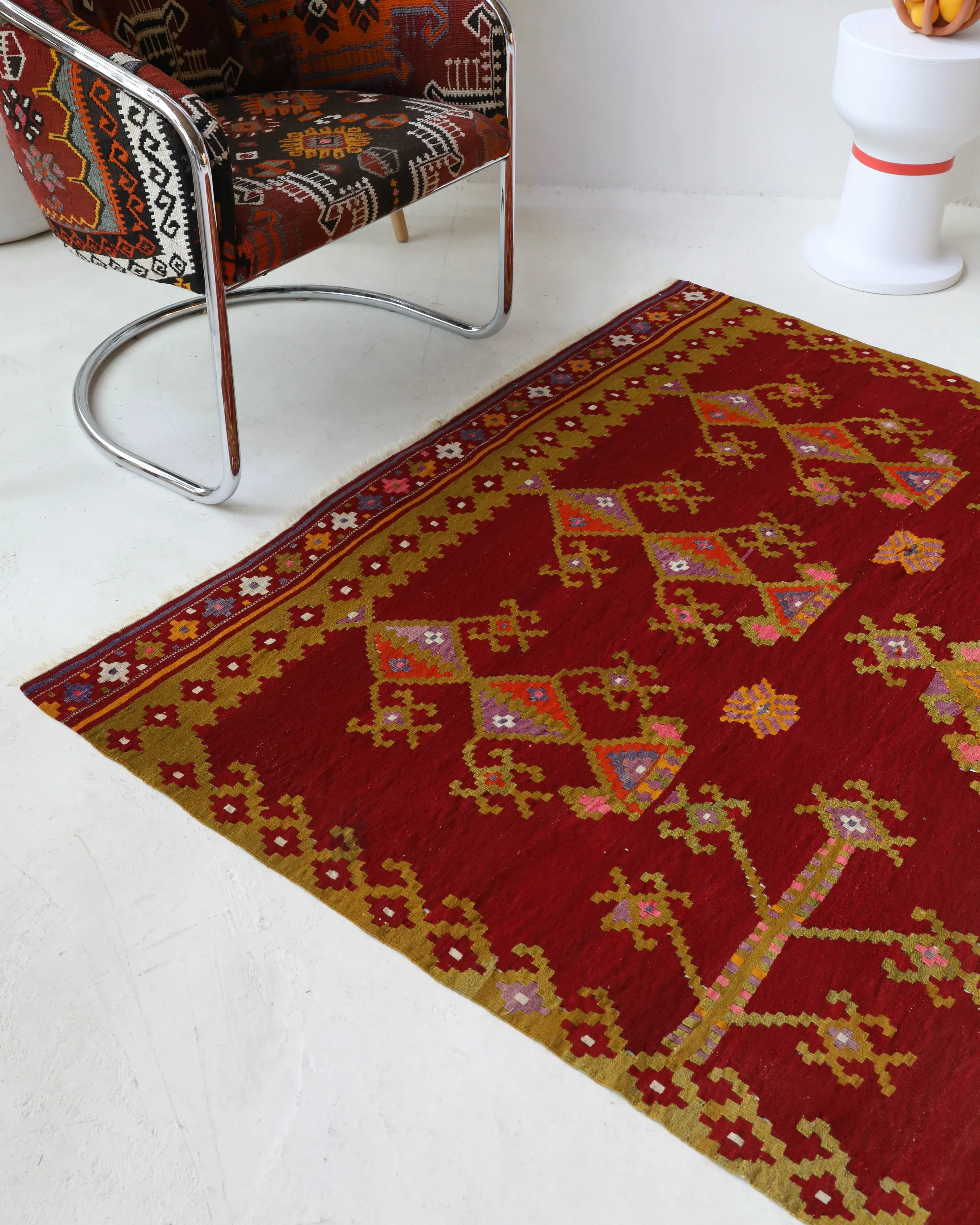 Semi-Antique Denizli Can Kilim Rug 5'2"x7'10"