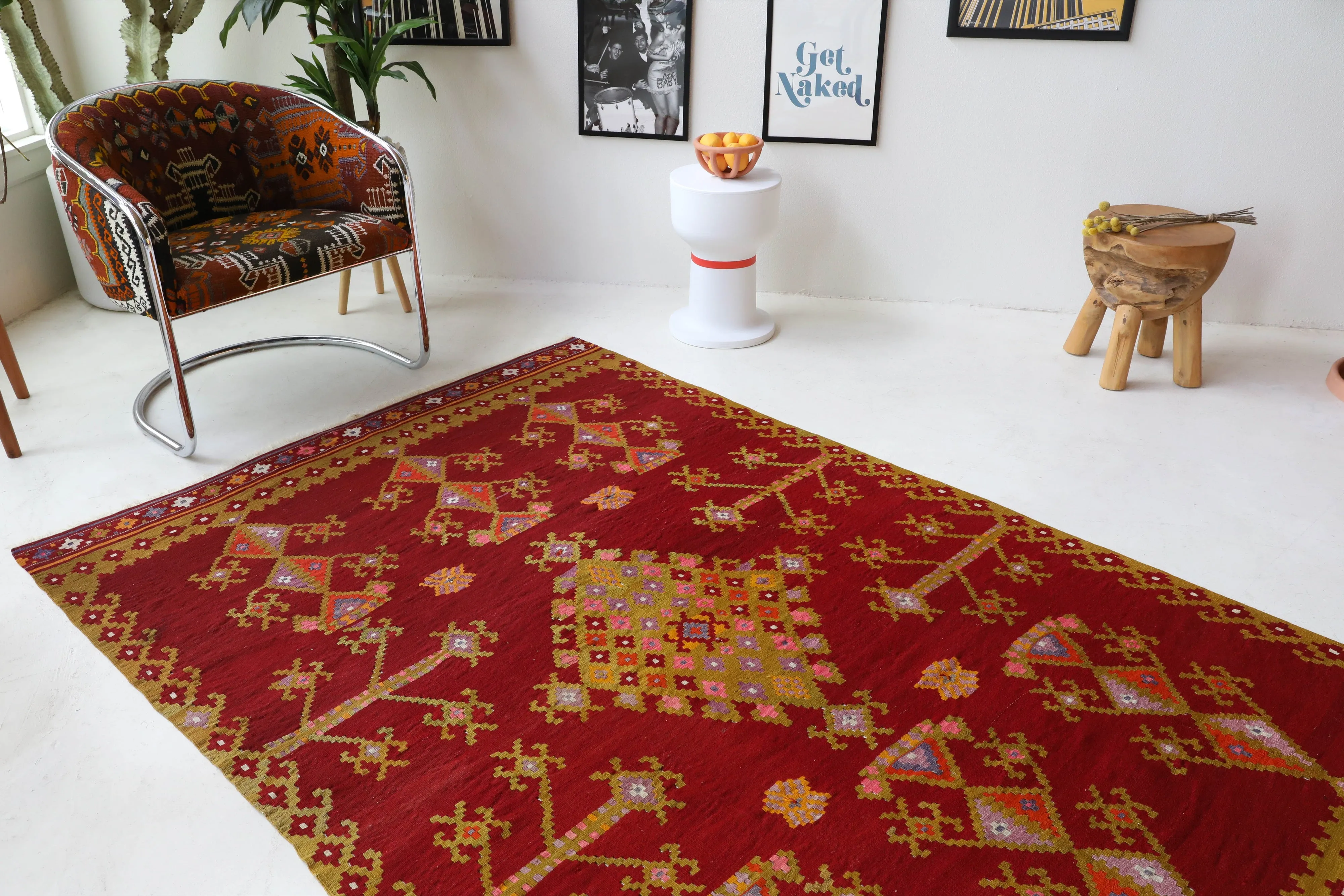 Semi-Antique Denizli Can Kilim Rug 5'2"x7'10"