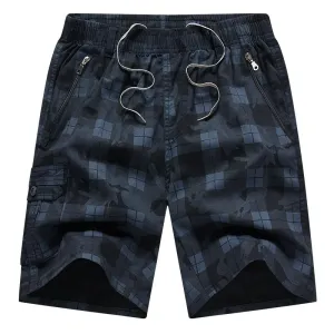 Short décontracté multi-poches à carreaux vintage