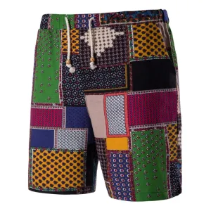Short de plage vintage à carreaux