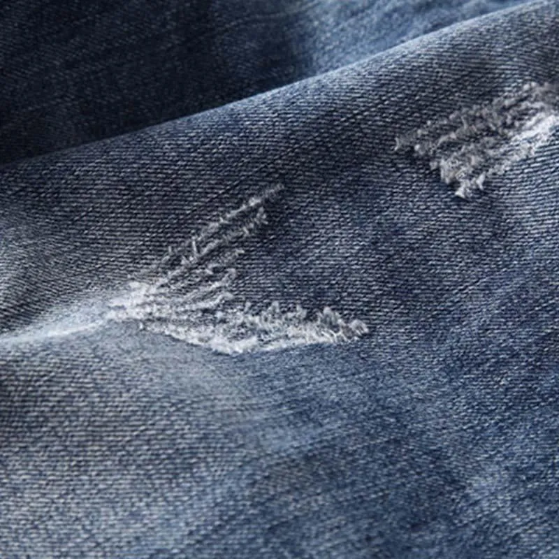 Short en jean droit déchiré d'été vintage