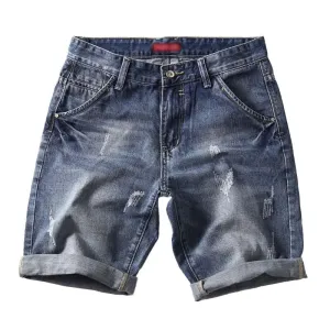 Short en jean droit déchiré d'été vintage