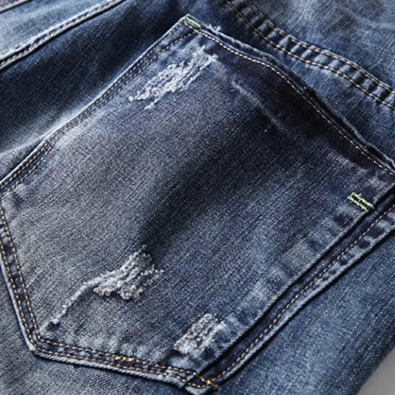 Short en jean droit déchiré d'été vintage