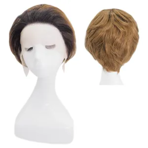 Short Pixie Cut Human Hair Wigs Lace Front Wavy Bob Wig Black Ombre Auburn