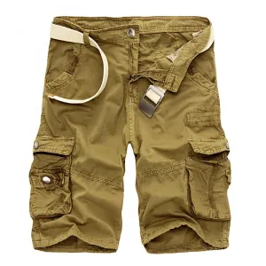 Short vintage multi-poches de couleur unie sans ceinture