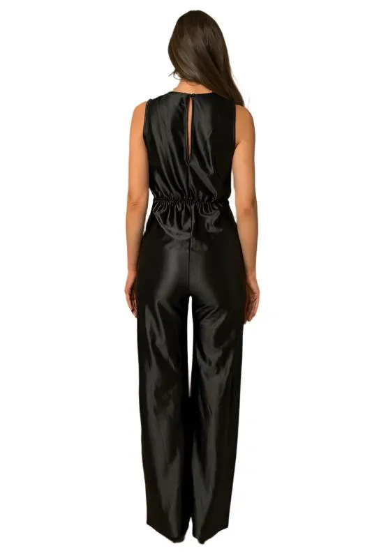 Sleeveless Elastic Waist with Side Twist Jumpsuit