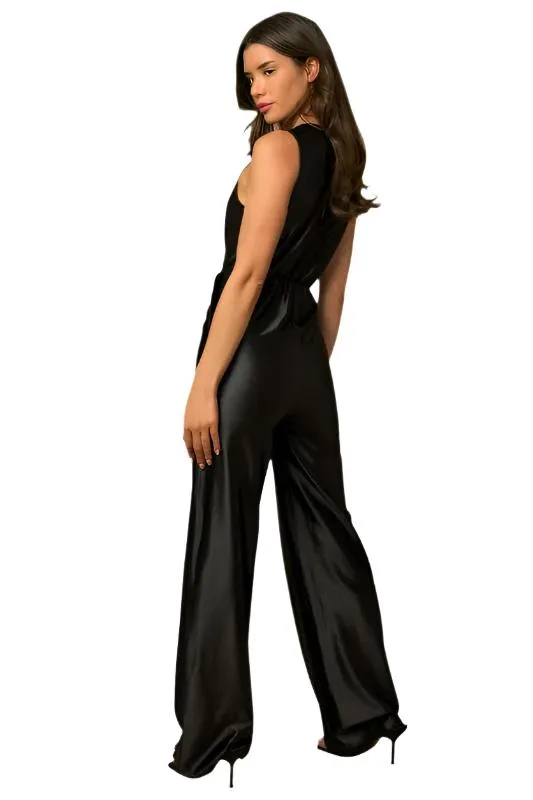 Sleeveless Elastic Waist with Side Twist Jumpsuit