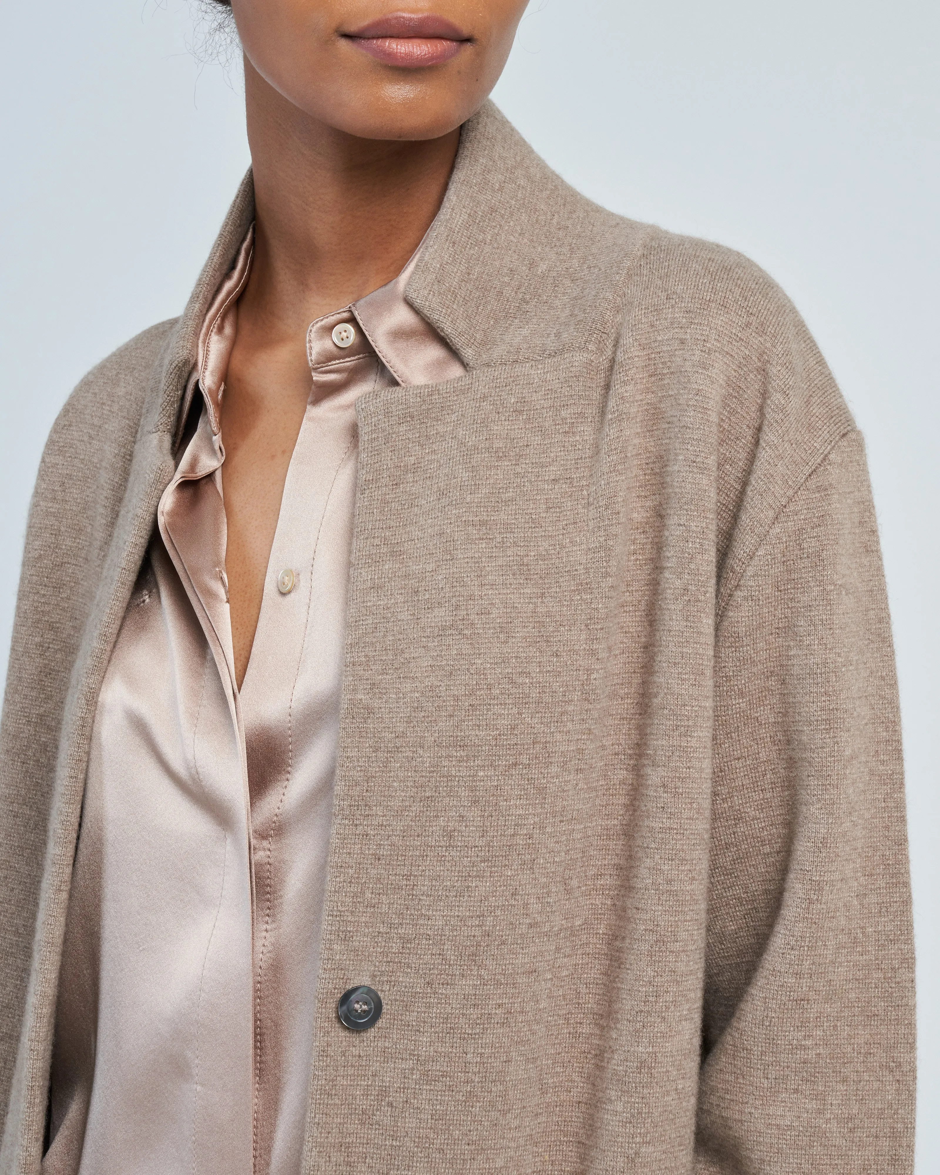 solid 3/4 cashmere coat
