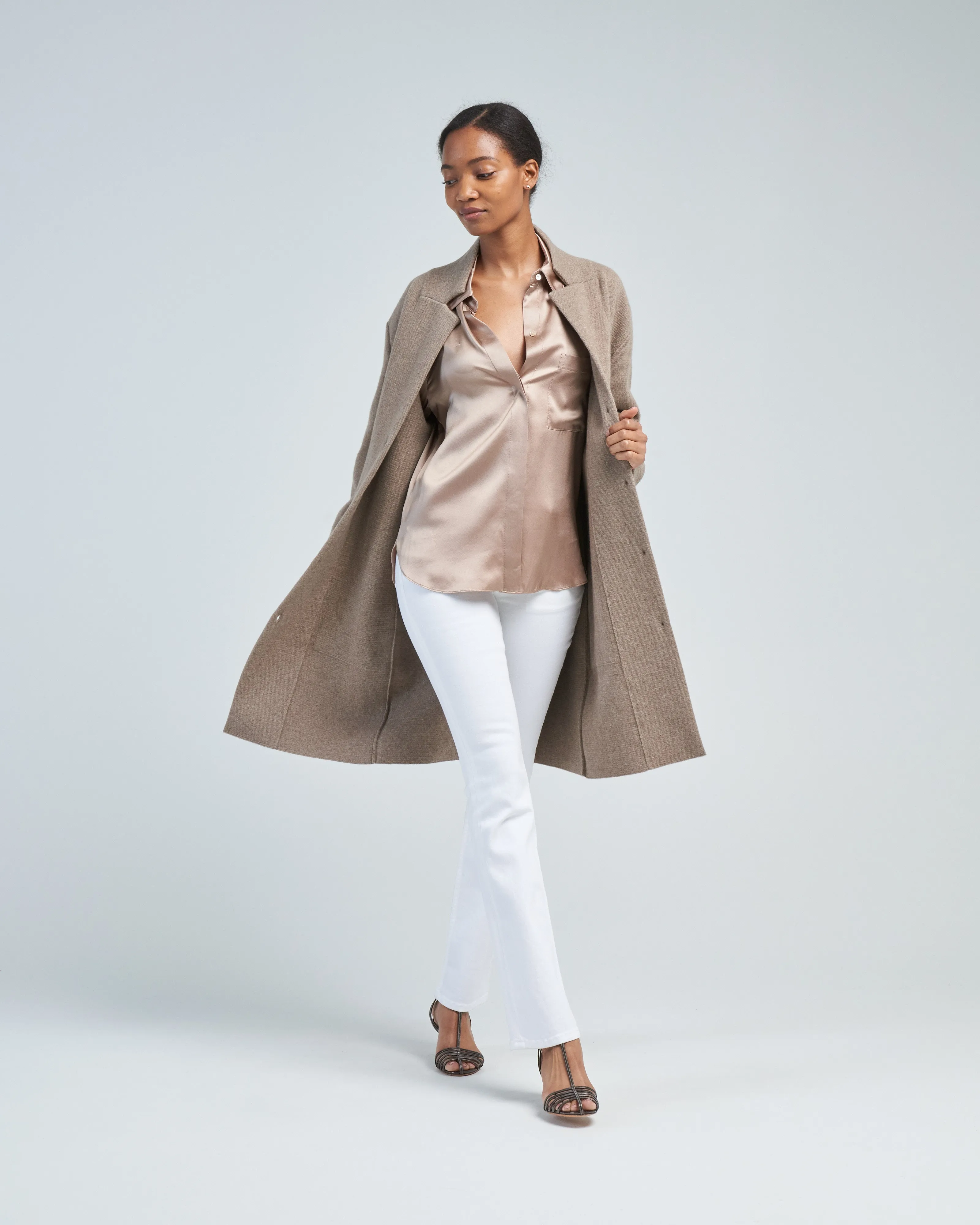 solid 3/4 cashmere coat