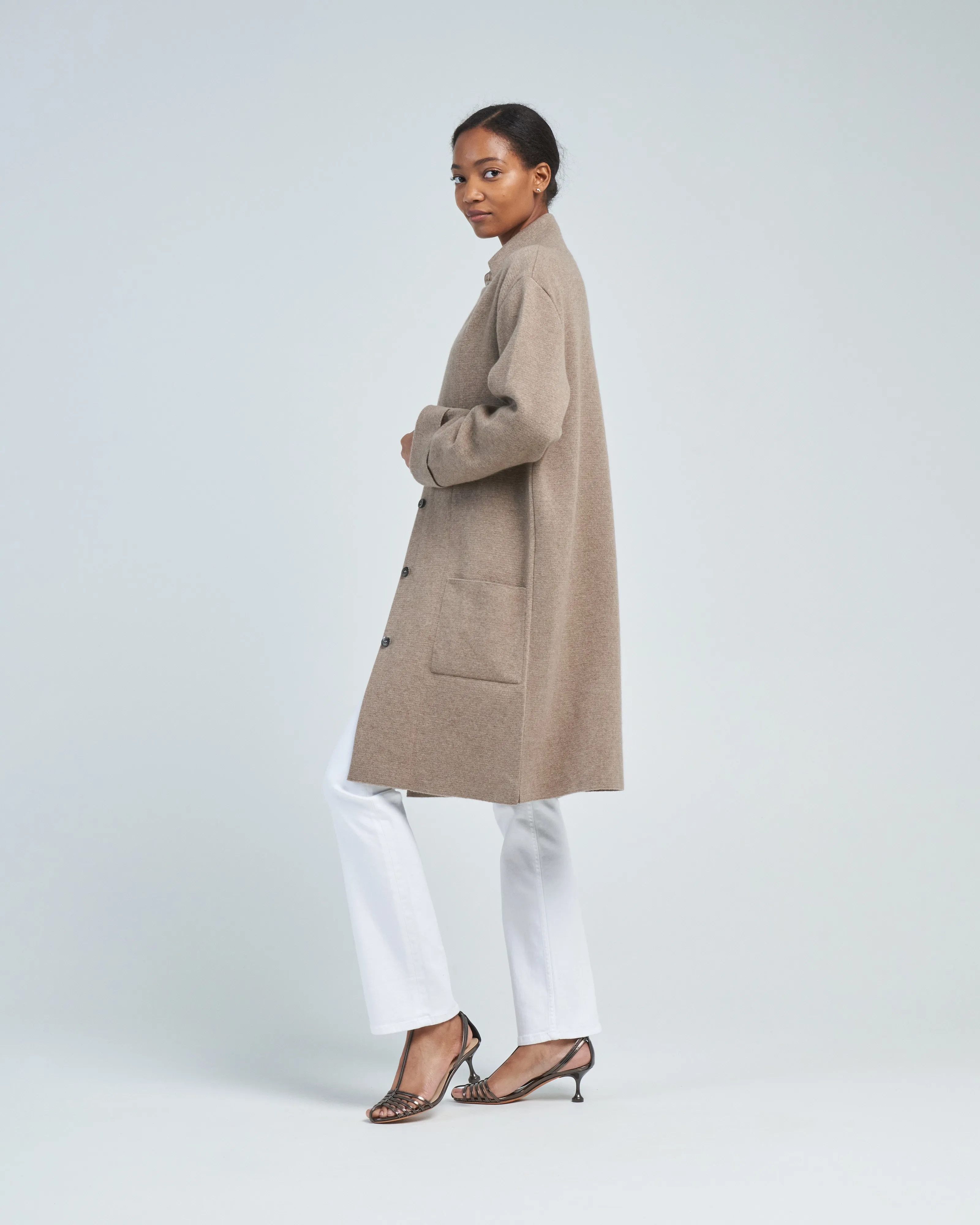 solid 3/4 cashmere coat