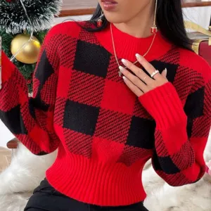 Sonya - elegant checked jumper for women